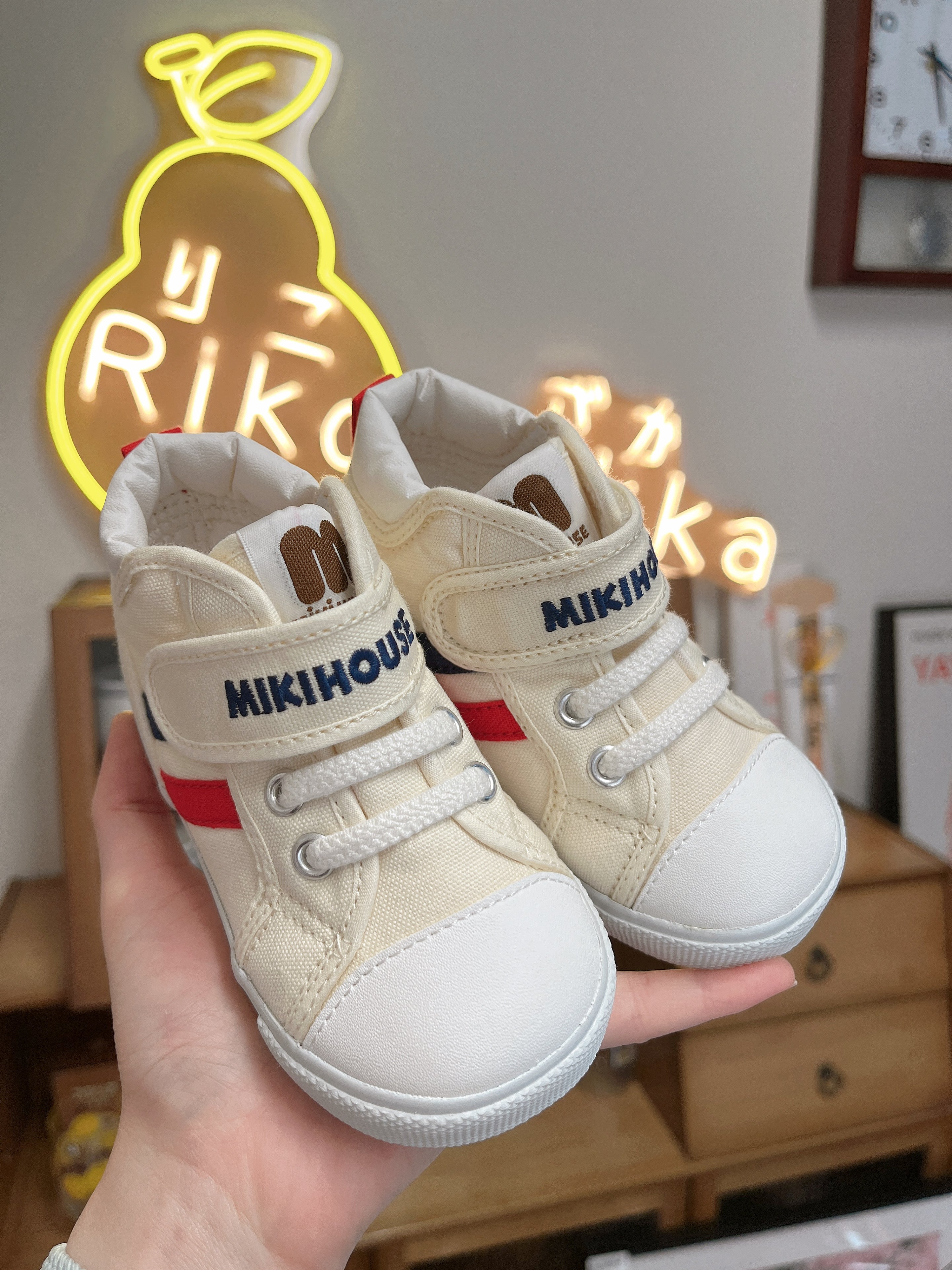 日本MIKIHOUSE 红蓝条纹包头学步鞋 二段(默认无盒,有需要联系客服)