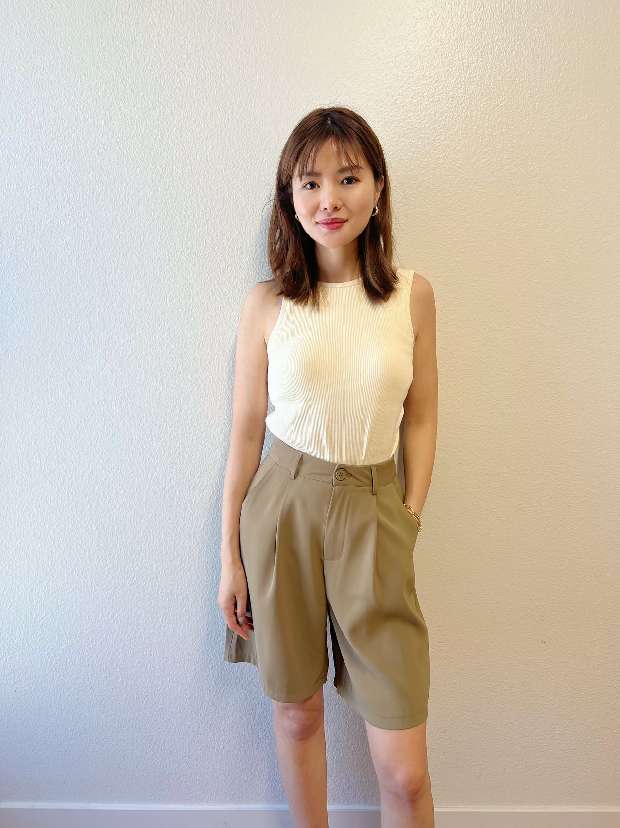 【Riko's collection】高腰通勤垂感阔腿5分裤(尺码2款可选)