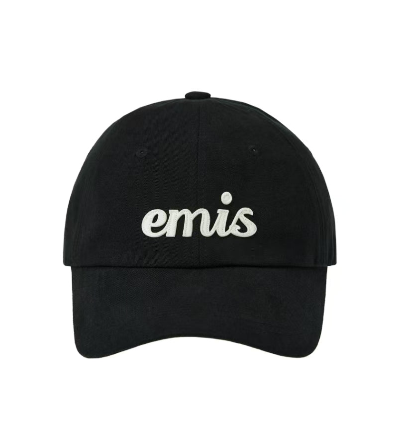 韩国 emis 字母棒球帽 白色刺绣黑色