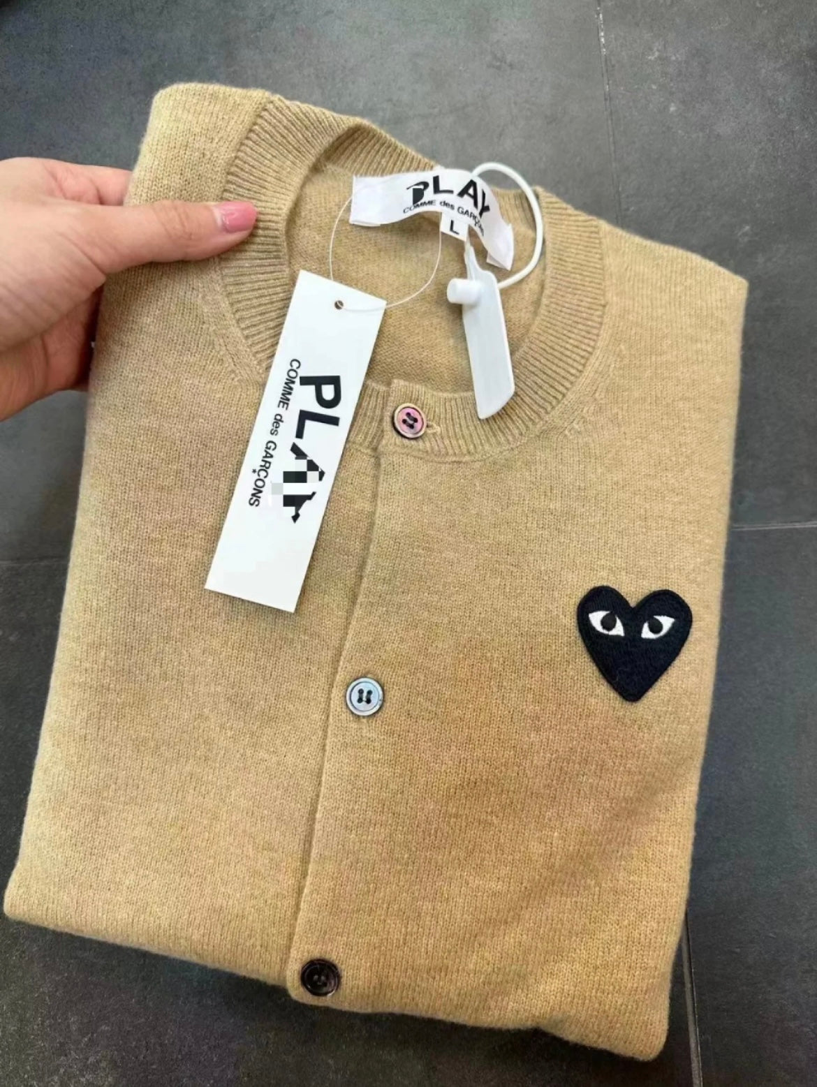 COMME des GARÇONS 川久保玲 羊毛衫/开衫 100%羊毛 【卡其色黑心】男女同款