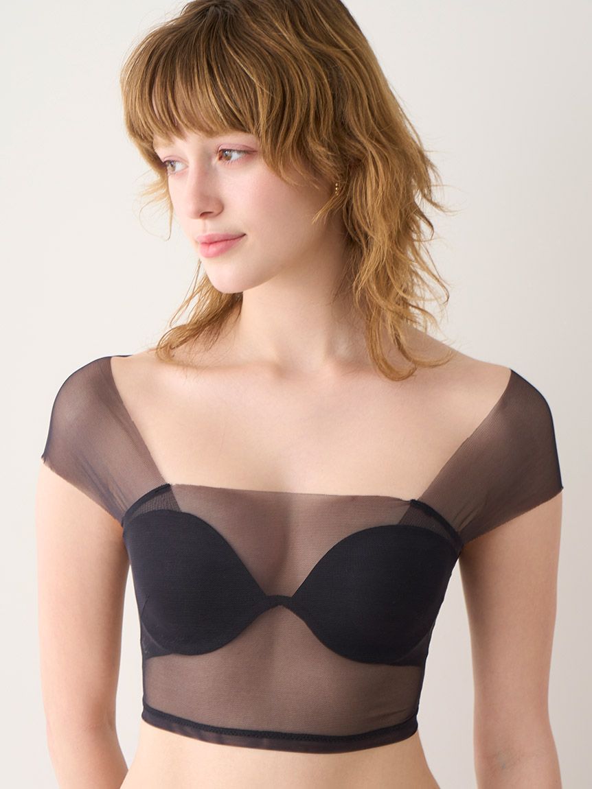 LILY BROWN Lingerie Black Sheer Tulle Layering Bandeau Top |⭐️日本 LILY BROWN Lingerie 黑纱透视内搭抹胸