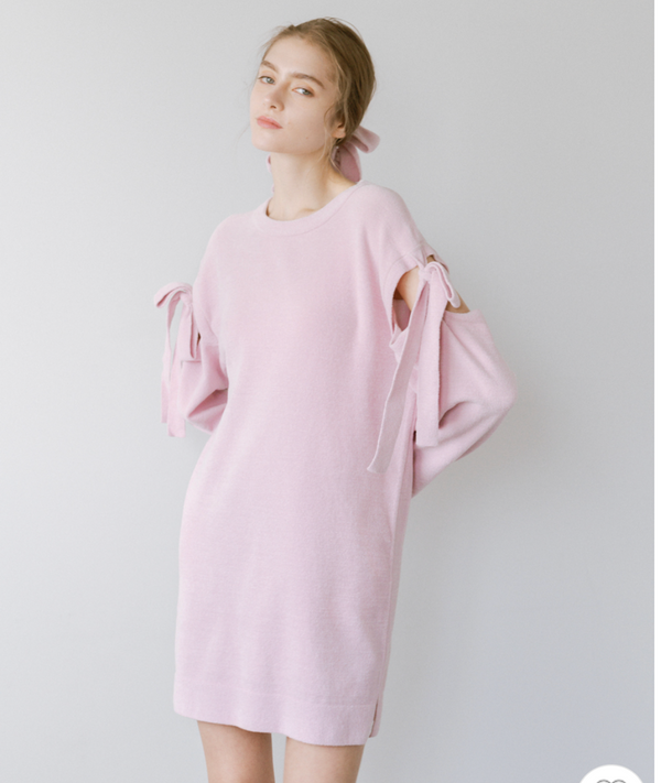 Gelato Pique 居家服 女睡裙 粉色蝴蝶结缎带镂空袖连衣裙 均码（140斤以内可）