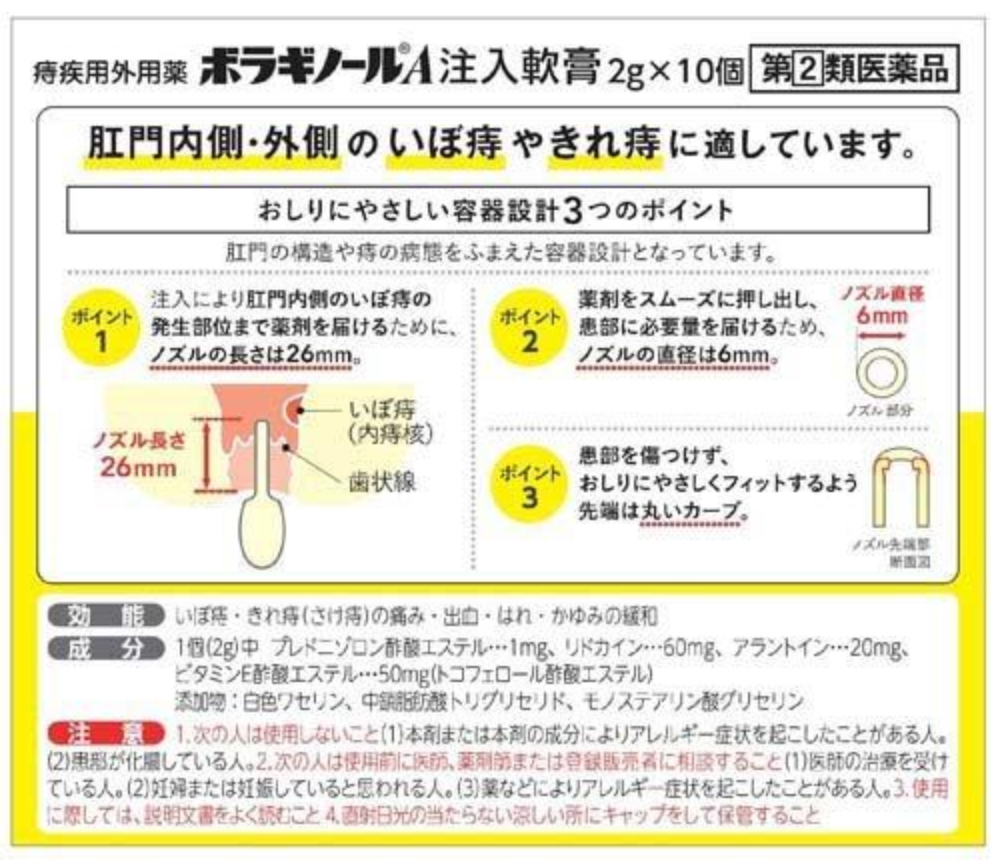 日本武田藤 痔疮膏 注入软膏 内外痔可用 内挤外涂 2g X10支(保质期:04/2028y)
