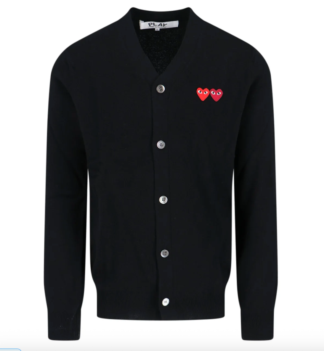 COMME des GARÇONS 川久保玲【PLAY 男士】 100%羊毛V领 黑色羊毛衫/开衫 双心