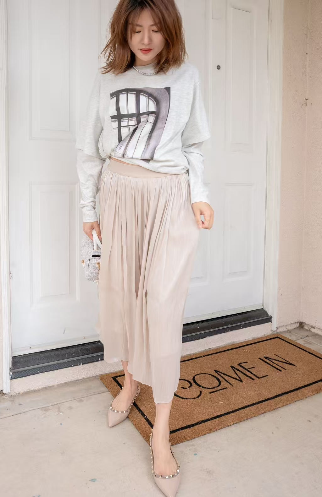 【Riko's collection】French Style Silky Satin Elastic Waist Skirt|法式风格 美丝光感松紧腰 半身裙