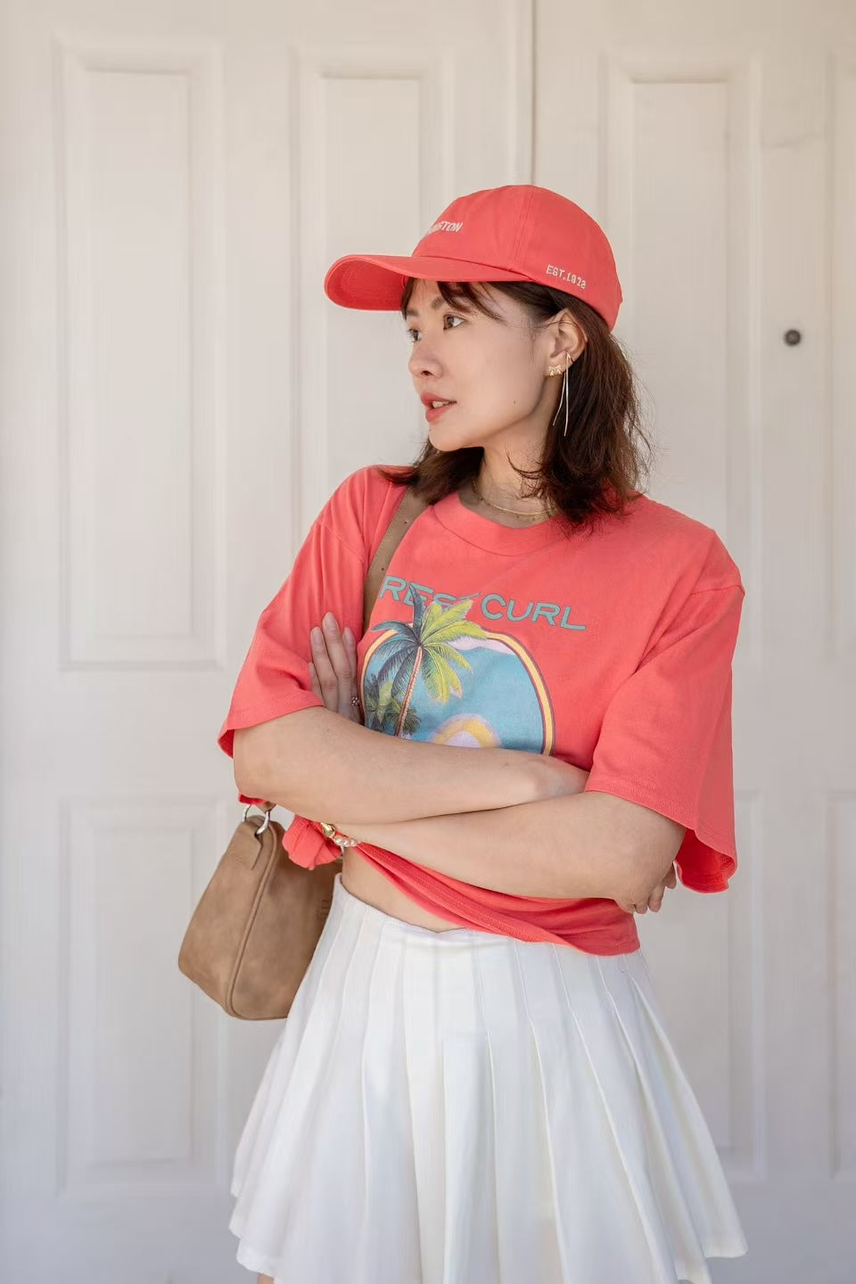 日本ungrid春季新品 棕榈树 女士夏季宽松印花T恤