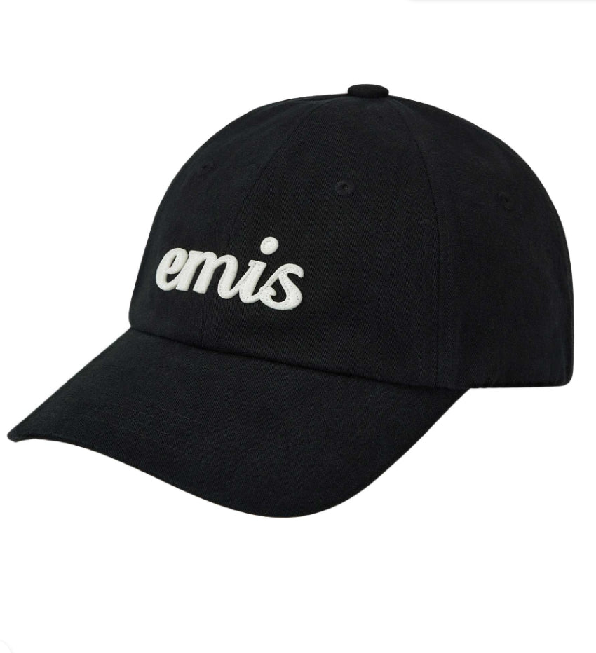 韩国 emis 字母棒球帽 白色刺绣黑色