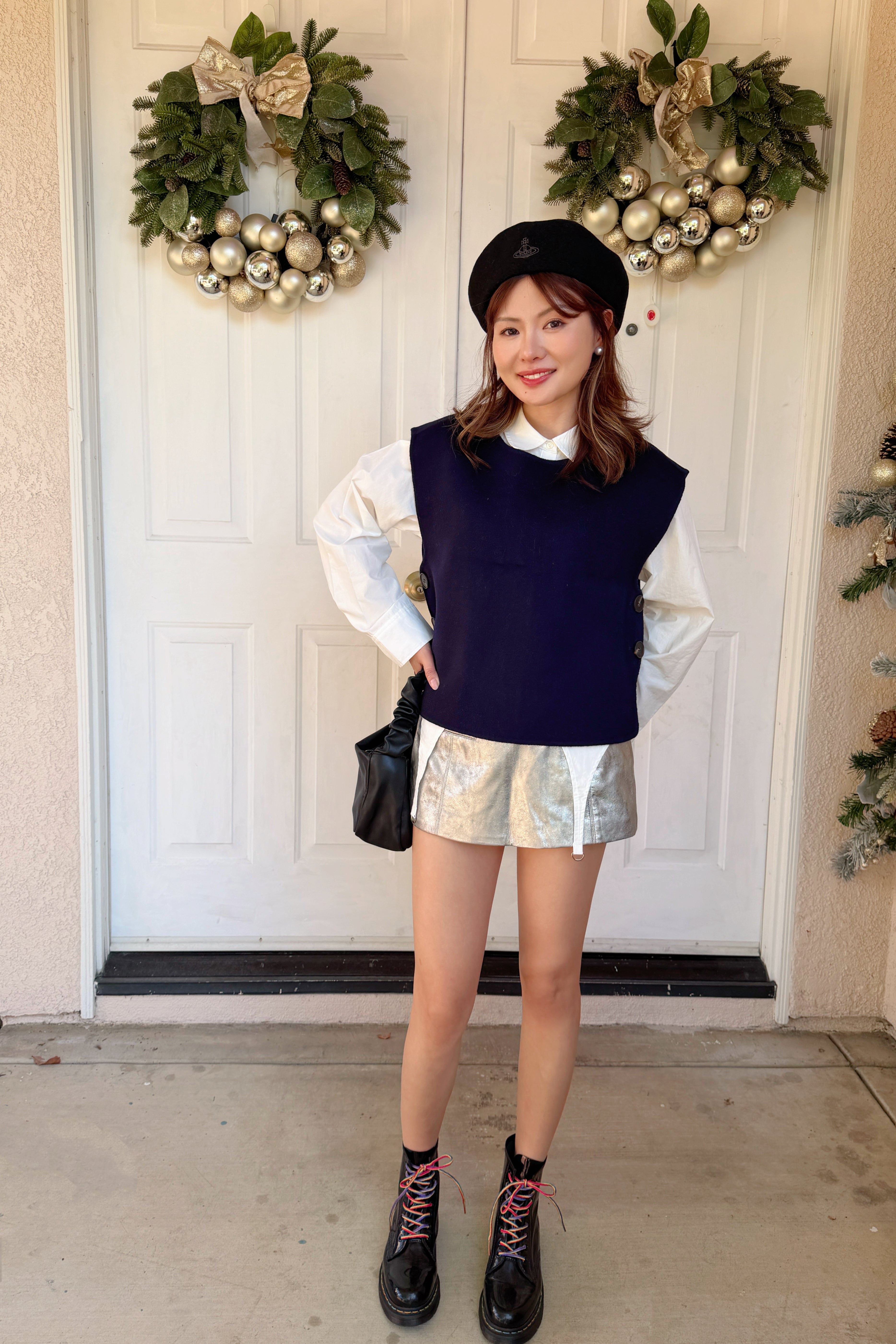 日本Vivienne Westwood 100%纯羊毛西太后土星logo贝雷帽