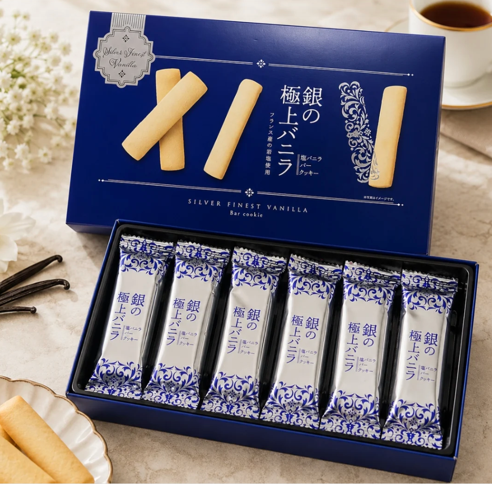 Wakao Seika Silver Finest Vanilla Bar Cookies若尾制菓 银之极上香草岩盐棒曲奇 12pcs(exp:02/15/2027)