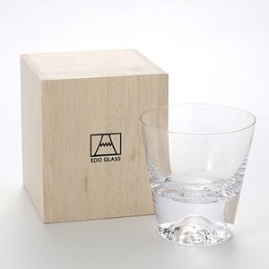 日本 江户硝子 富士山雪山杯 创意冰山杯 水晶威士忌酒杯 木盒装