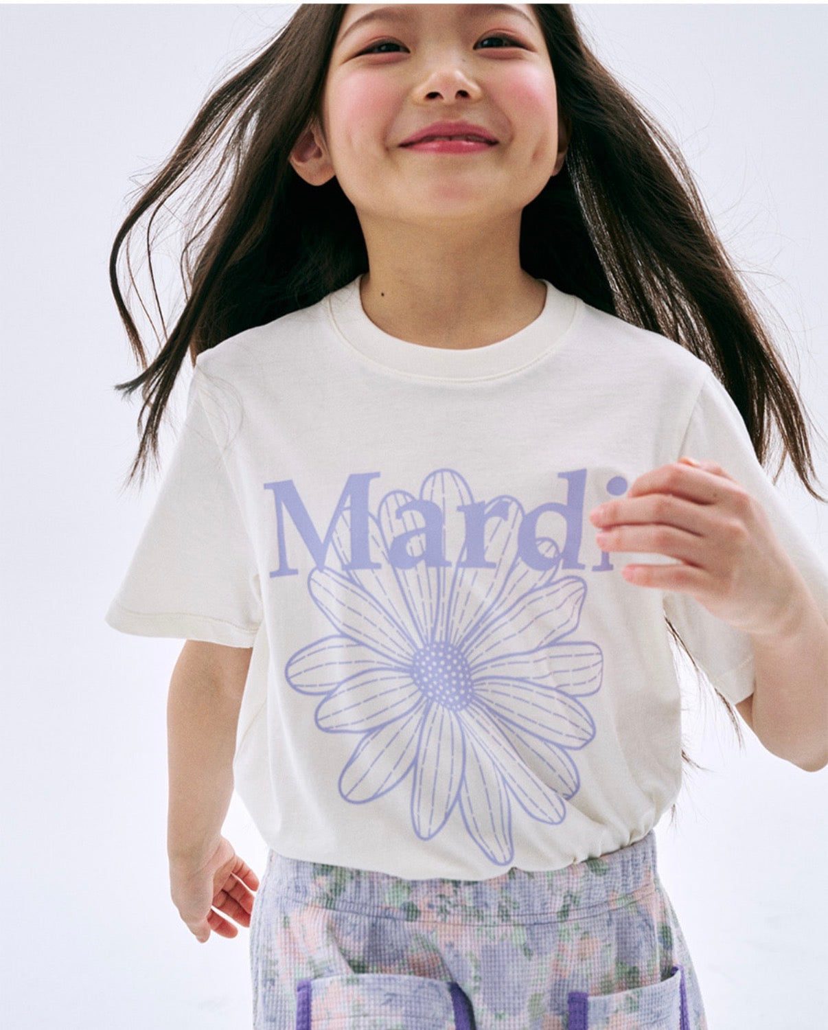 Mardi Mercredi Kids Tshirt FlowerMardi Cream purple 韩国 儿童纯棉T恤 雏菊印花T恤 奶油紫