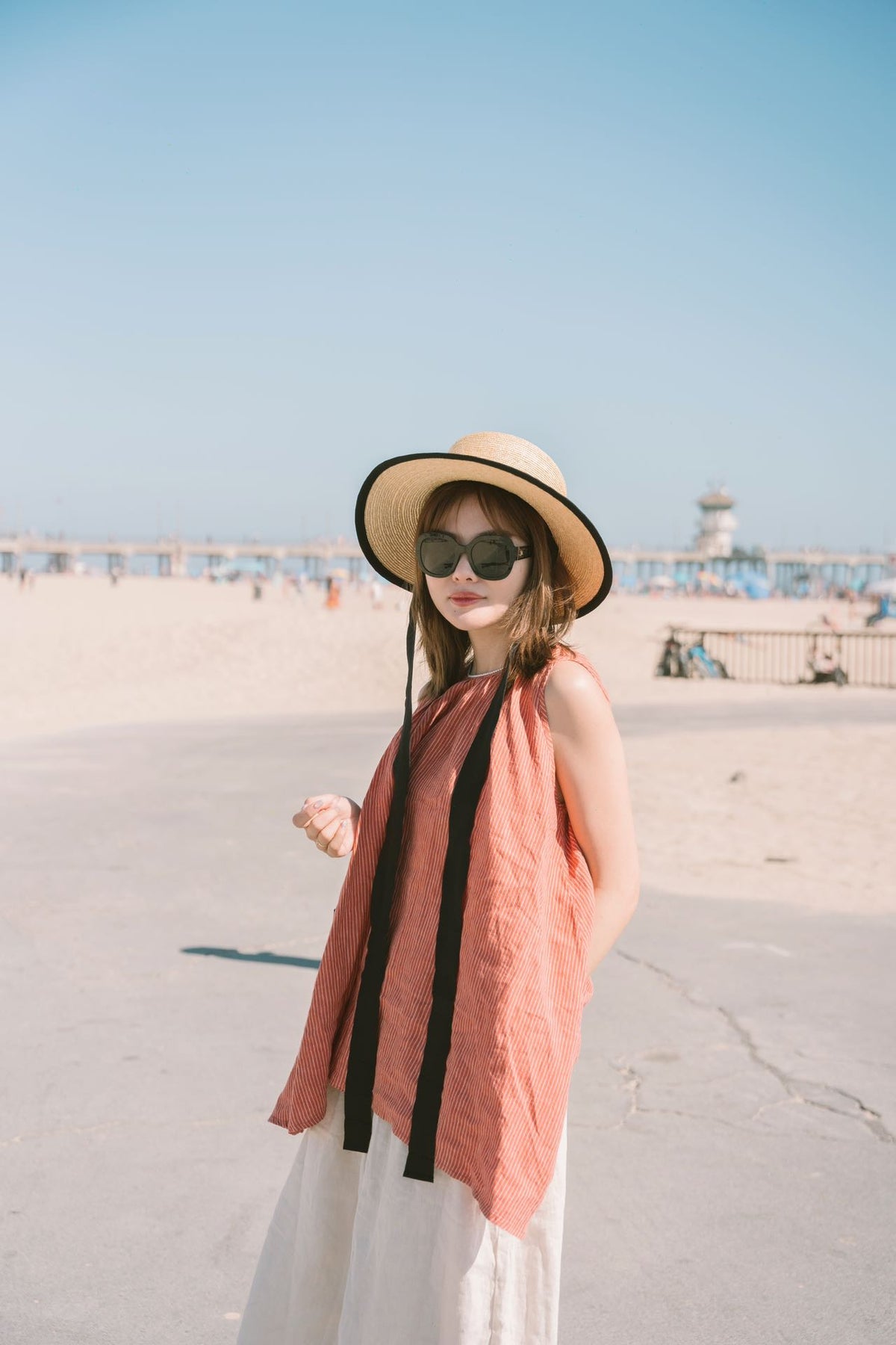 CA4LA Straw Sun Hat 法式平顶大帽檐 防晒帽 均码