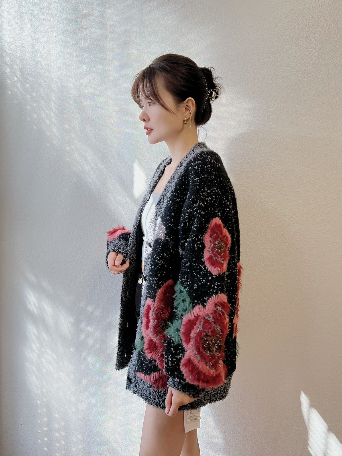 SNIDEL Heavyweight Jacquard V-Neck Knit Cardigan One Size|日本SNIDEL 提花V领针织外套 均码 非常厚实