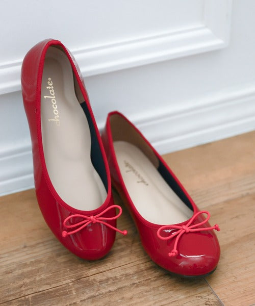 日本chocolate 红色蝴蝶低跟皮鞋 芭蕾舞款皮鞋 日本制