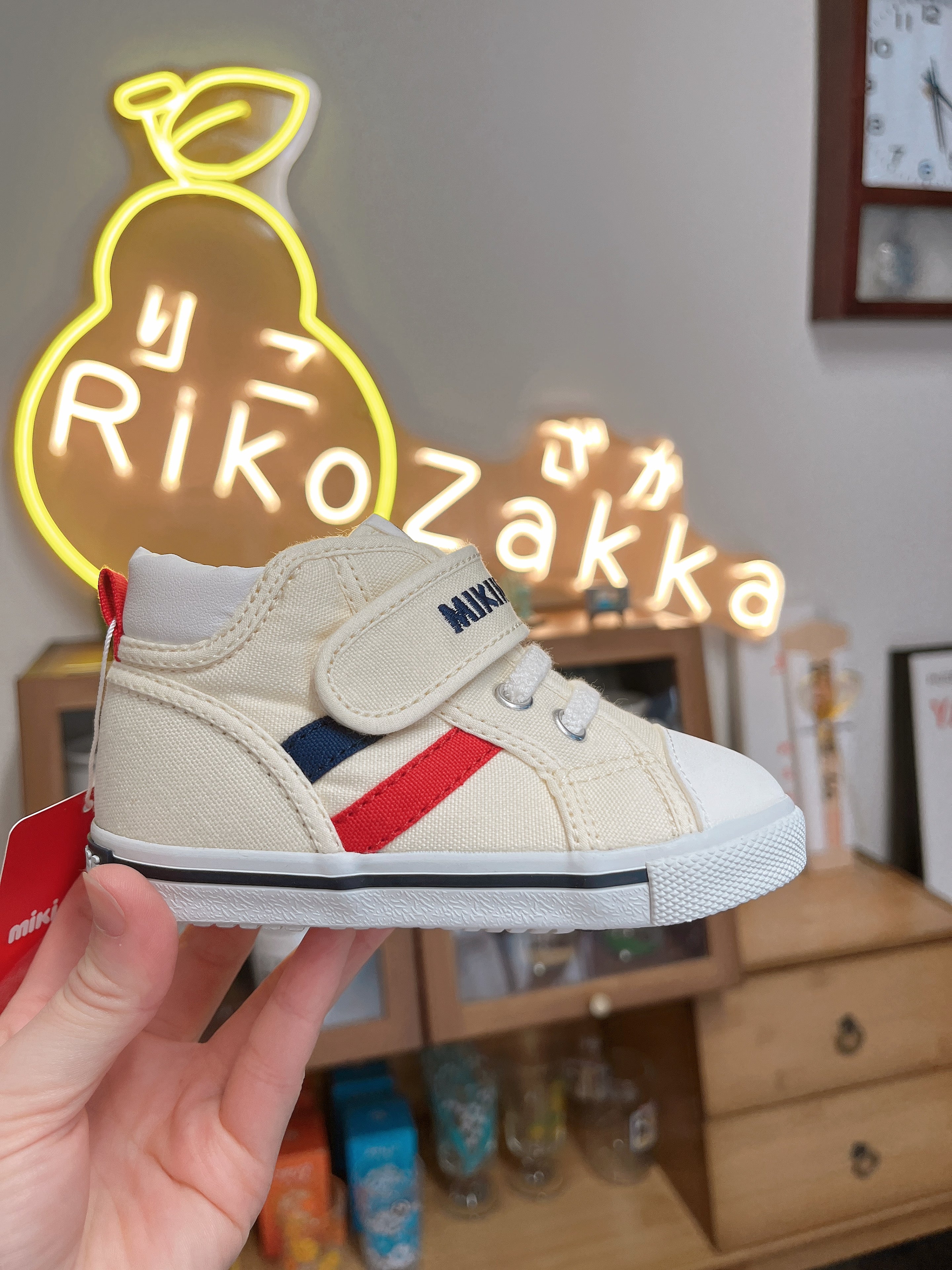 日本MIKIHOUSE 红蓝条纹包头学步鞋 二段(默认无盒,有需要联系客服)