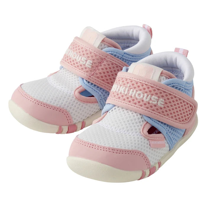 日本MIKIHOUSE 大网孔镂空包头学步鞋 二段学步鞋 网面凉鞋 粉色(默认无盒,有需要联系客服)