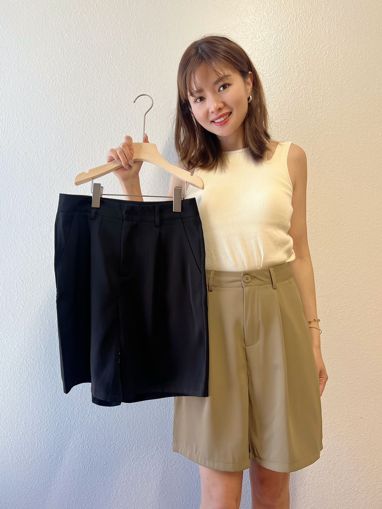 【Riko's collection】高腰通勤垂感阔腿5分裤(尺码2款可选)