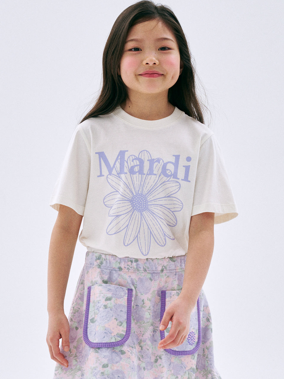 Mardi Mercredi Kids Tshirt FlowerMardi Cream purple 韩国 儿童纯棉T恤 雏菊印花T恤 奶油紫