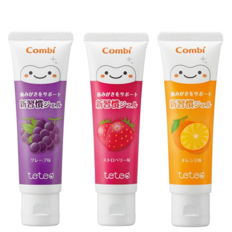 日本 Combi teteo幼童含氟牙膏30g 9个月以上 草莓/橙子/葡萄三种味道可选