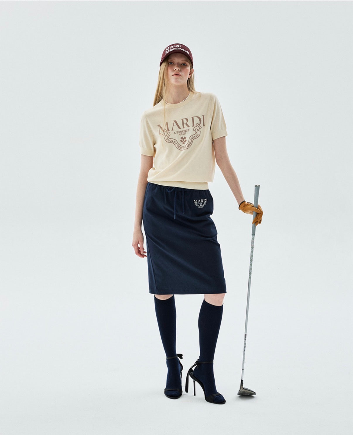 Mardi Mercredi Actif Classic Knit Top Cream Taupe Beige One Size 韩国Actif系列 经典logo针织短袖 奶油咖 均码