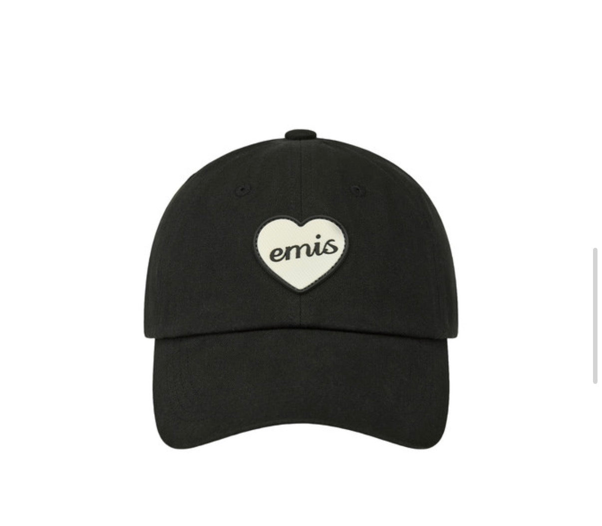 emis Heart Rubber Patch Ball Cap Black 韩国 emis 棒球帽 橡胶桃心章 黑色