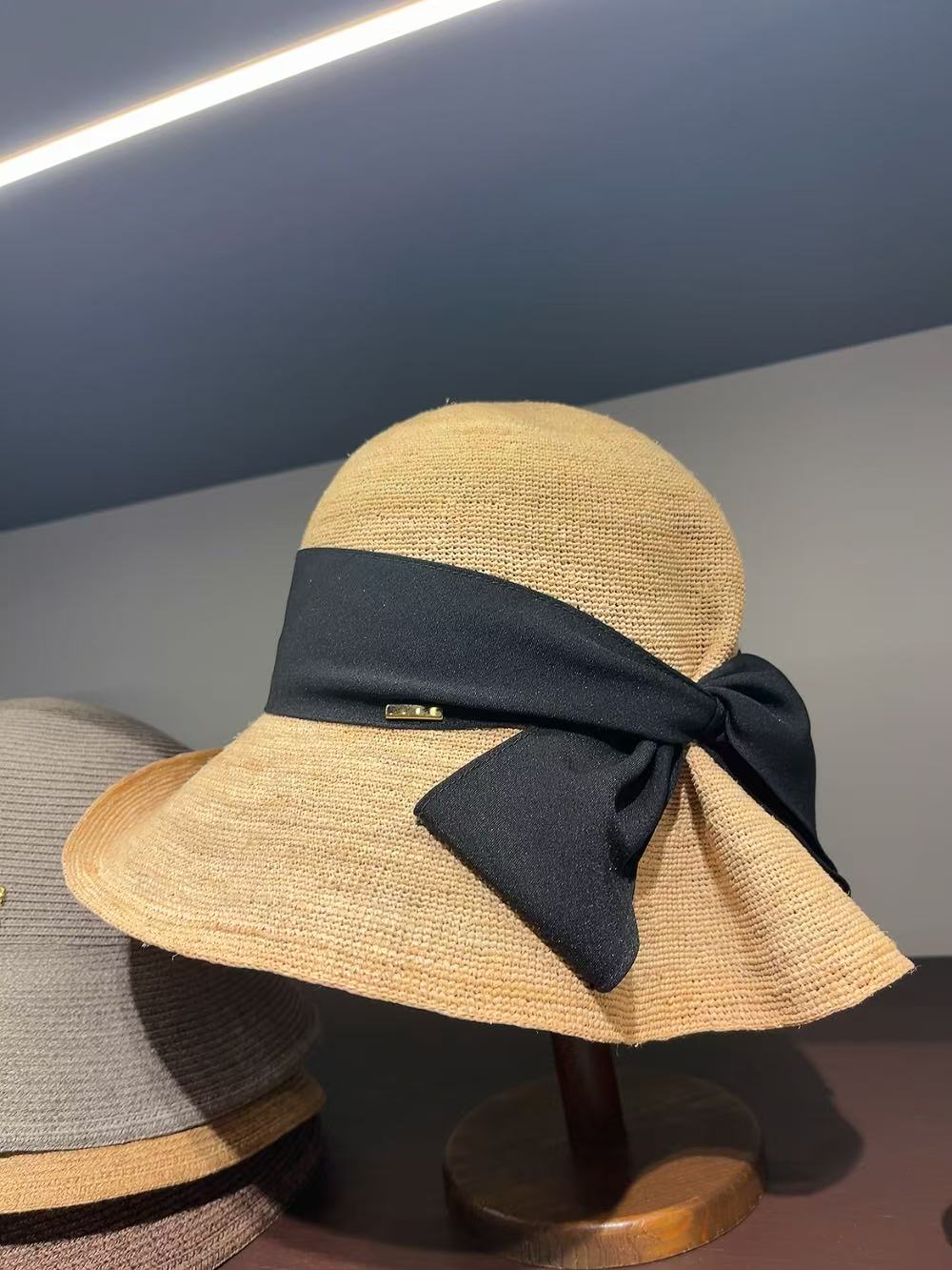 CA4LA Ribbon Straw Sun Hat Beige 蝴蝶结遮阳帽 自然色