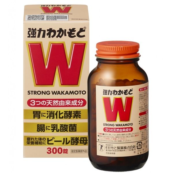 日本 Wakamoto Strong 胃肠锭 益生菌胀气消化 宿便 养胃调理酵素 300粒装