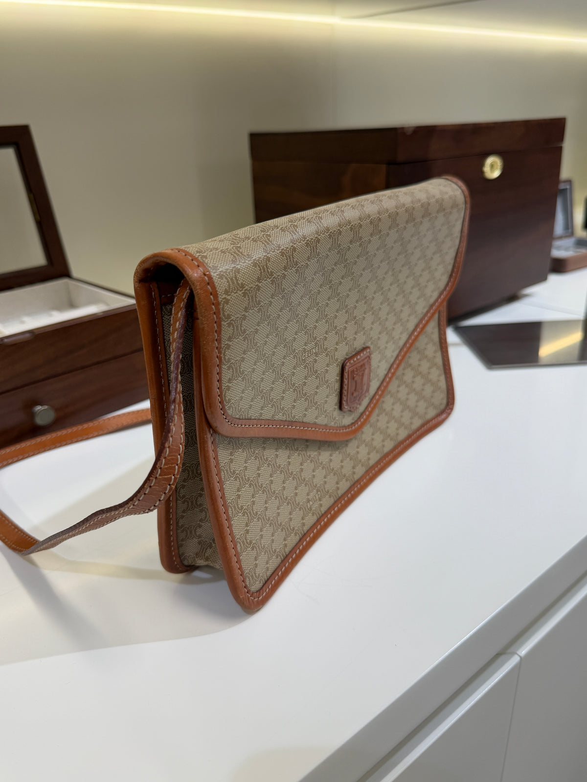 Celine Macadam Shoulder Bag PVC Leather - Vintage Celine Envelope Bag