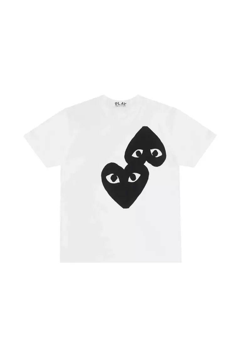 COMME des GARÇONS 川久保玲【PLAY】男女同款 黑色双桃心 白色短袖T恤