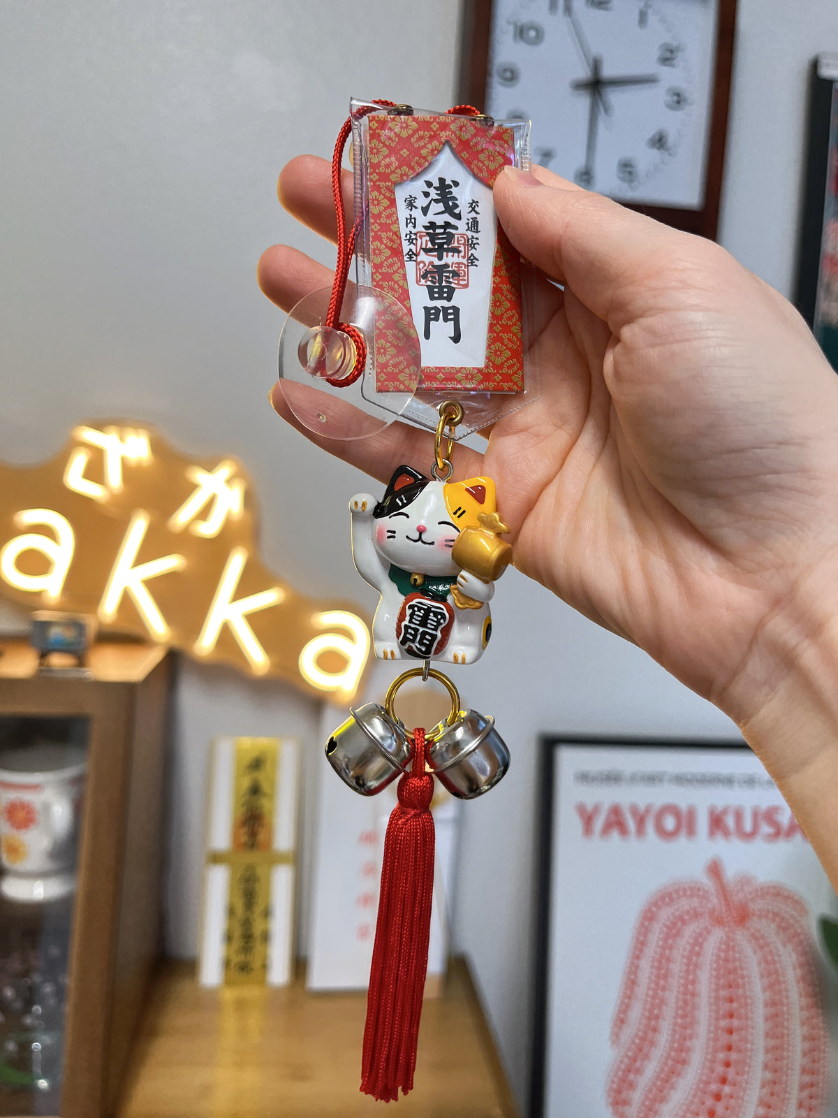 Asakusa Temple Kaminarimon Lucky Cat Traffic Safety Omamori Car Hanging Japanese Amulet东京浅草寺御守 车挂件 交通安全 雷门招财猫