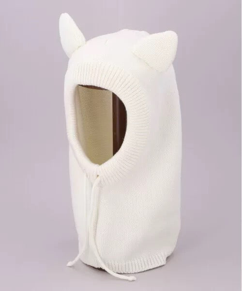 CA4LA White Cat Ear Knit Balaclava White 秋冬羊毛混纺 猫耳帽 均码 白色