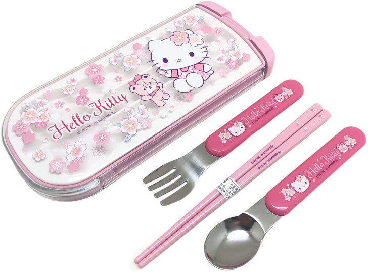 OSK X SANRIO Hello Kitty凯蒂猫 便携抗菌餐具三件套与收纳盒套组(筷子➕叉子➕勺子)