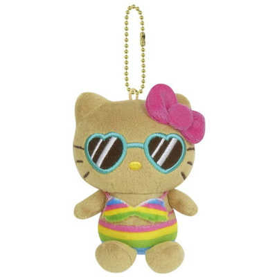 日本 SANRIO 三丽鸥 HELLO KITTY 夏威夷风情黑皮KITTY挂件