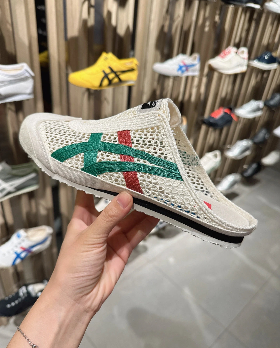 ⭐️Onitsuka Tiger Mexico 66 Sabot Butter&Green&Red 鬼冢虎 墨西哥66网眼拖鞋 奶油&绿&红