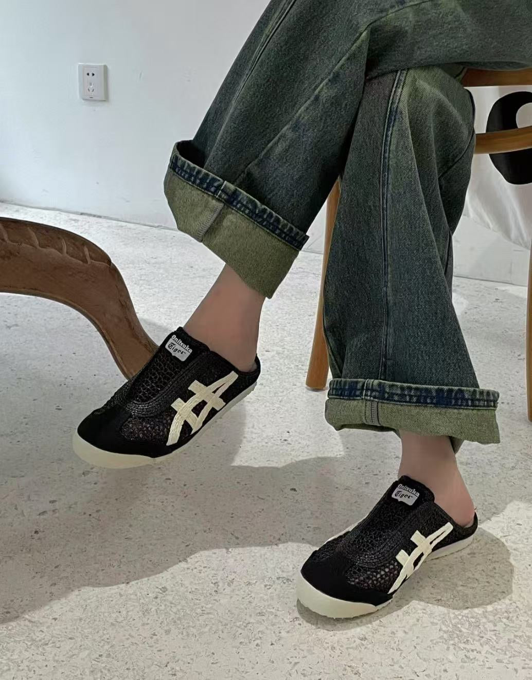 ⭐️Onitsuka Tiger Mexico 66 Sabot Black&White 鬼冢虎 墨西哥66网眼拖鞋 黑&白