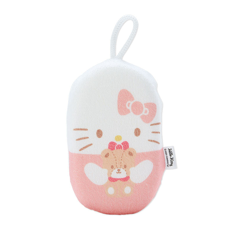 日本 SANRIO hello kitty 柔软沐浴海绵擦 洗澡海绵 配挂绳