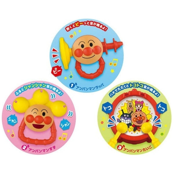 日本Bandai万代 面包超人 乐器系列食玩盒装(内含一个弹珠汽水/3选1)款式随机一个