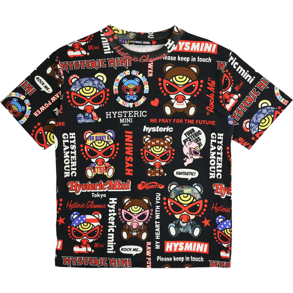 日本黑超 Hysteric Mini 儿童T恤 TEDDYMINICOLLAGE 総柄半袖Tシャツ