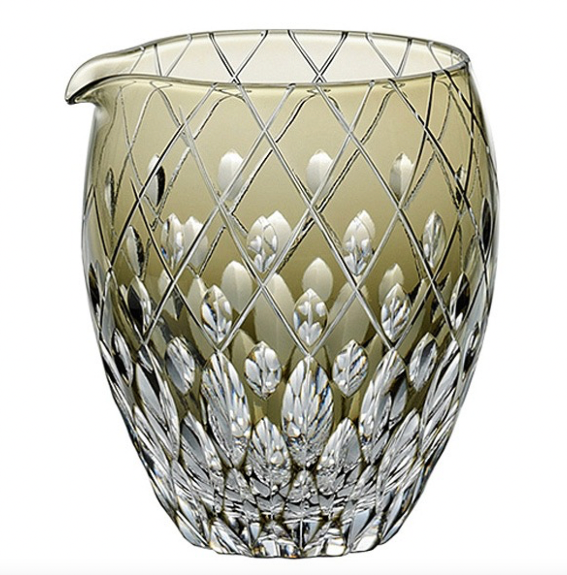 KAGAMI 江戸切子 冷酒片口壶 350cc 酒器 伝統工芸士 篠崎英明作 (J66-2641BLK) 带木盒