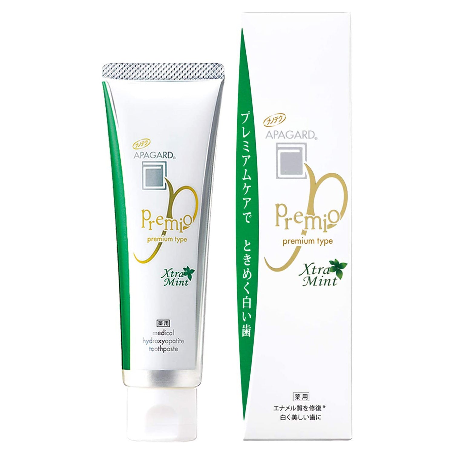 日本APAGARD PREMIO 微粒子美白牙膏 100g XTRAMINT 超强薄荷绿色款