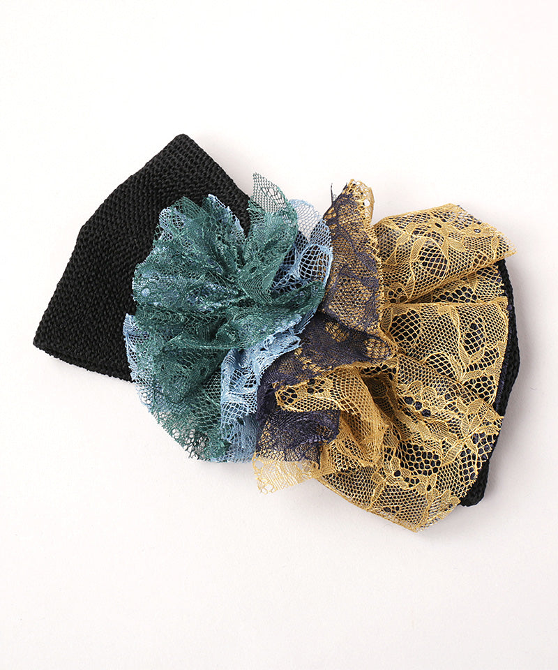 日本CA4LA发饰 发箍 SoftPom拼色蕾丝花饰发带 两色选