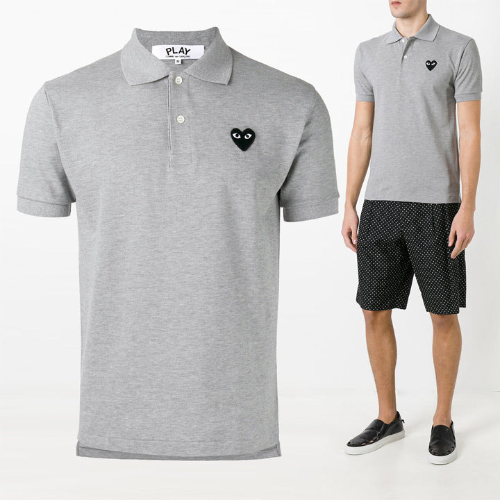 【0609ずみ】COMME des GARÇONS 川久保玲【PLAY男士款】 POLO衫 灰色黑心