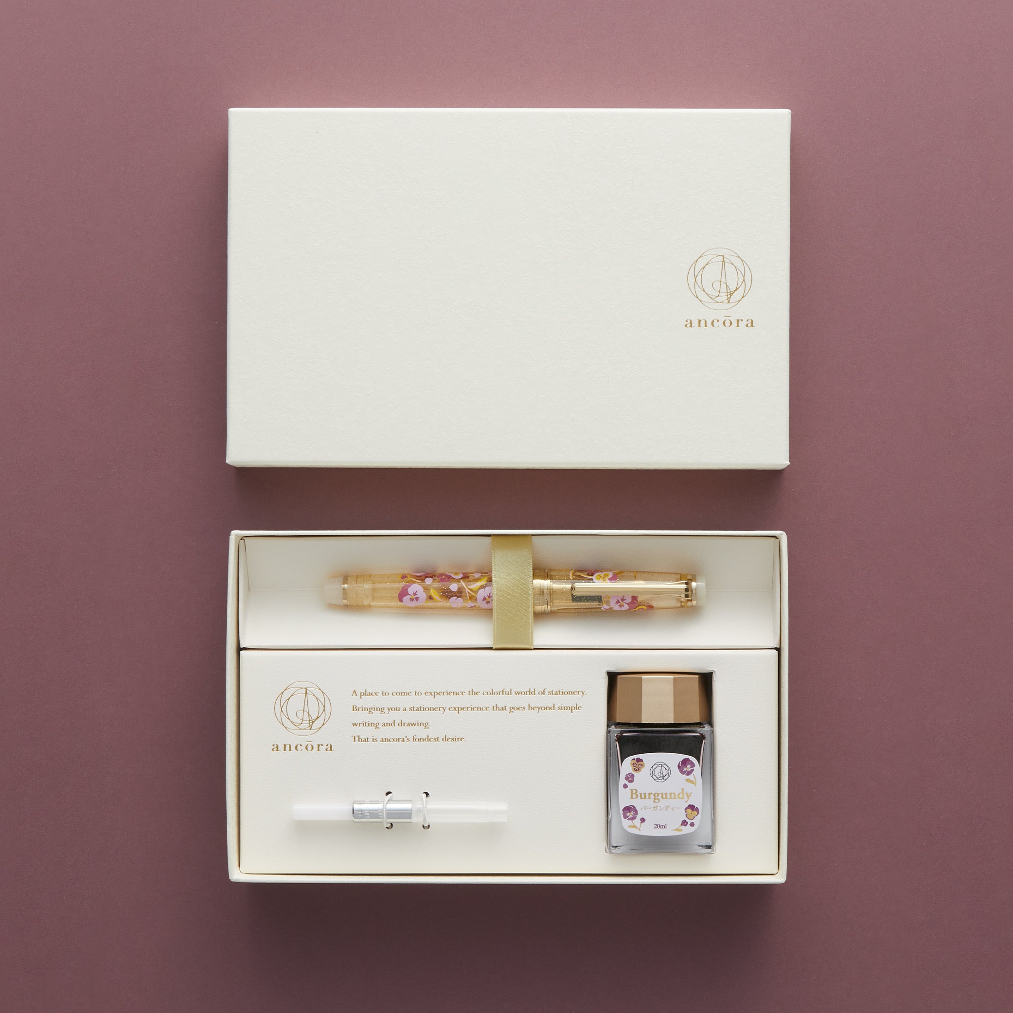日本ANCORA钢笔 期间限定 大花三色堇钢笔套盒(笔尖14K,MF(中细字))