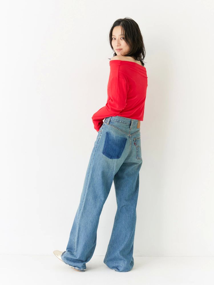 日本 ungrid 设计款口袋休闲阔腿牛仔裤