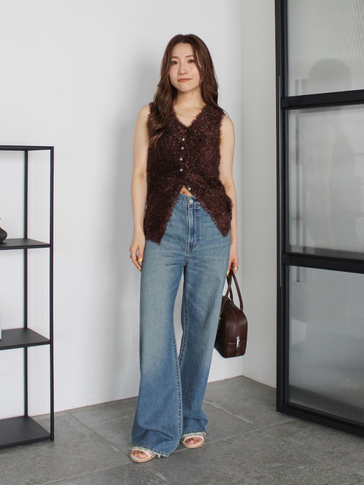 日本 ungrid 设计款口袋休闲阔腿牛仔裤