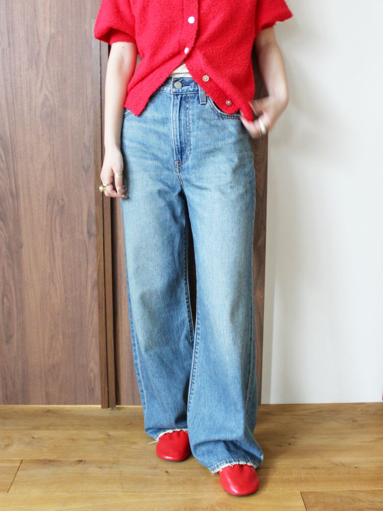 日本 ungrid 设计款口袋休闲阔腿牛仔裤