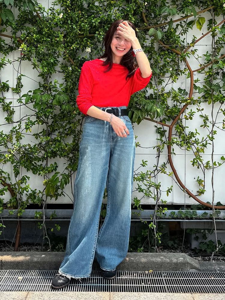 日本 ungrid 设计款口袋休闲阔腿牛仔裤