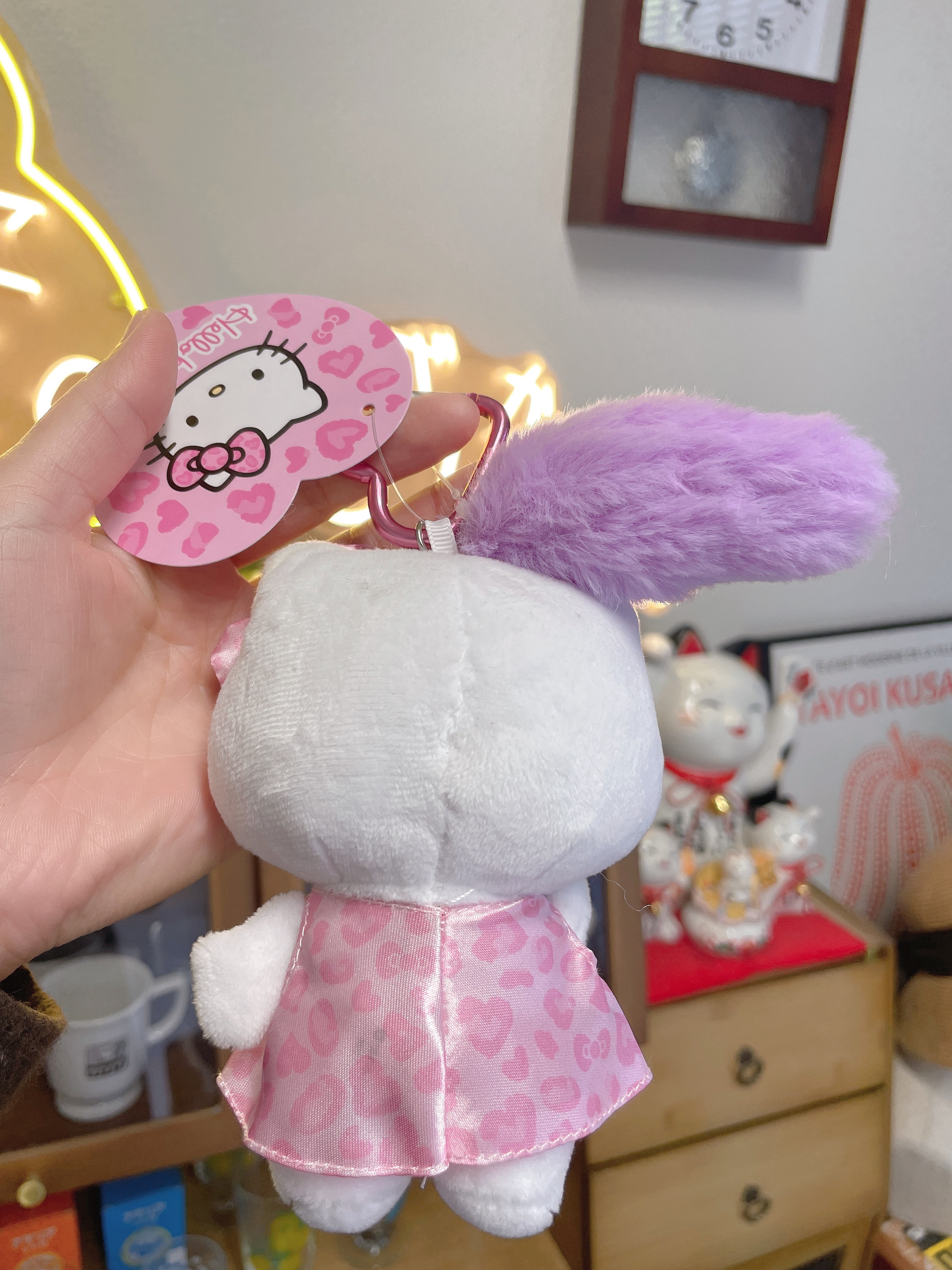日本 SANRIO 三丽鸥 NIC 粉色豹纹爱心扣 挂件