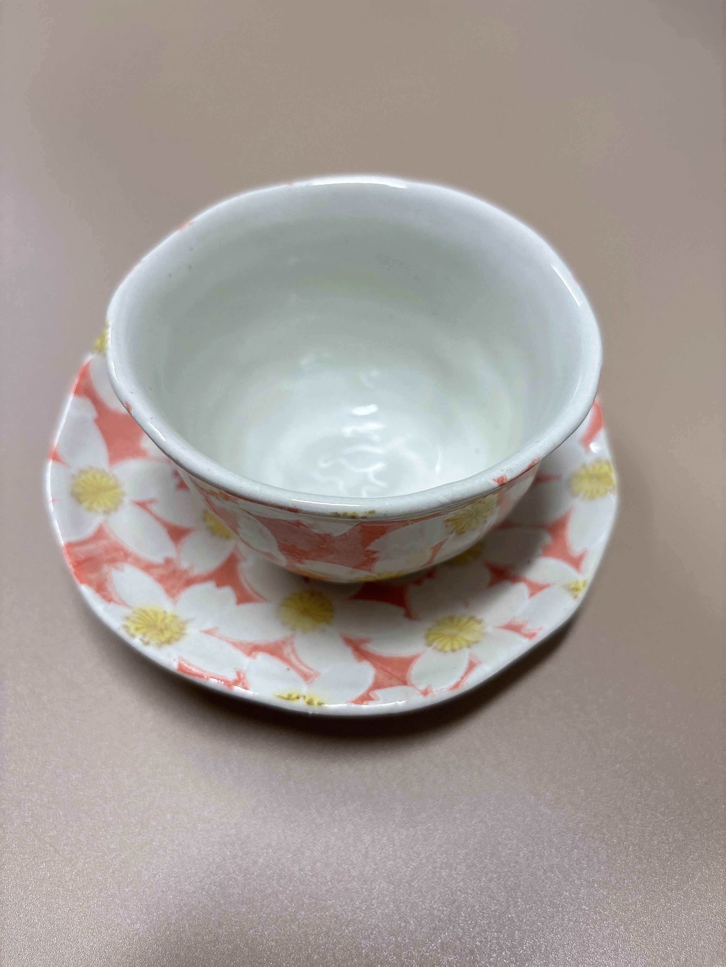 日本 濑户烧繁花手绘 手作釉下彩绘陶瓷花卉 茶杯碟子咖啡杯三件套50238