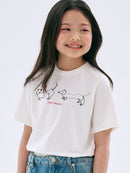 Mardi Mercredi Kids Tshirt Drawing Ddanji Line Cream 韩国 儿童纯棉T恤 画作线条小狗 奶油色